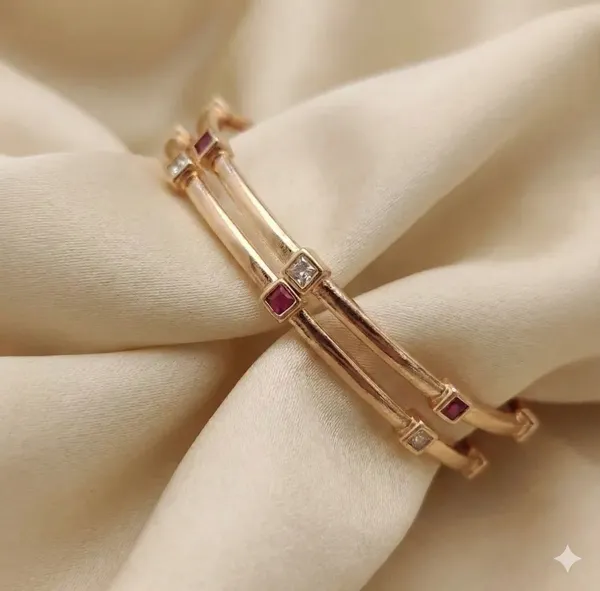 Rose_Gold_Plated_Ruby_&_And_Diamond_Square_Studded_Bangles_–_Set_Of_2