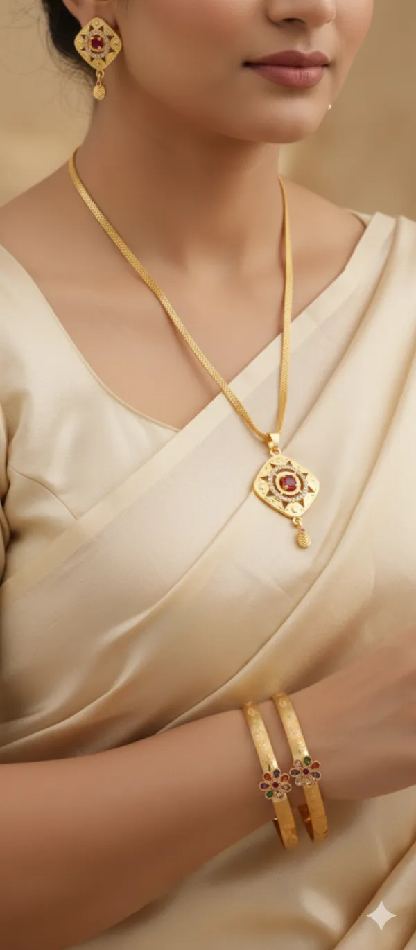Square_Pendant_Set_with_And_Diamond_Studding_And_Adjustable_Kadli