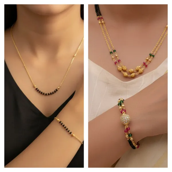 Classic_Black_Beads_Gold_Plated_Mangalsutra_&_Bracelet_Combo”