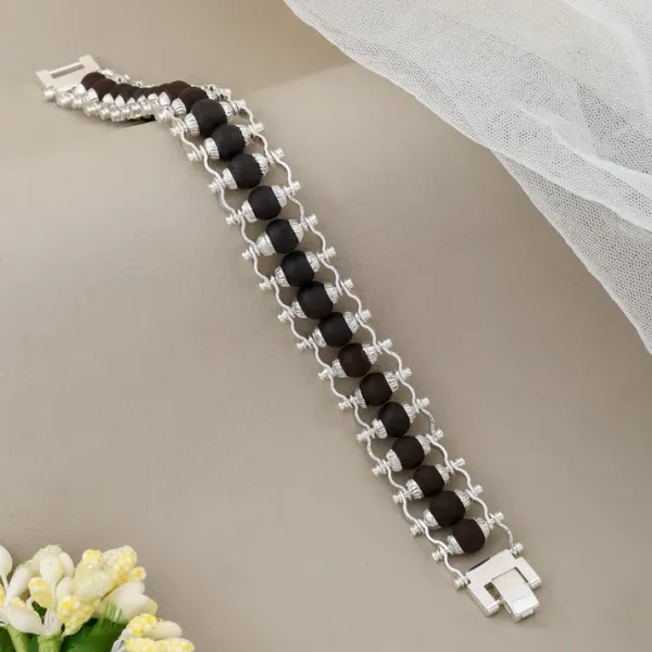 Classic_Silver-Tone_Black_Bead_Adjustable_Bracelet