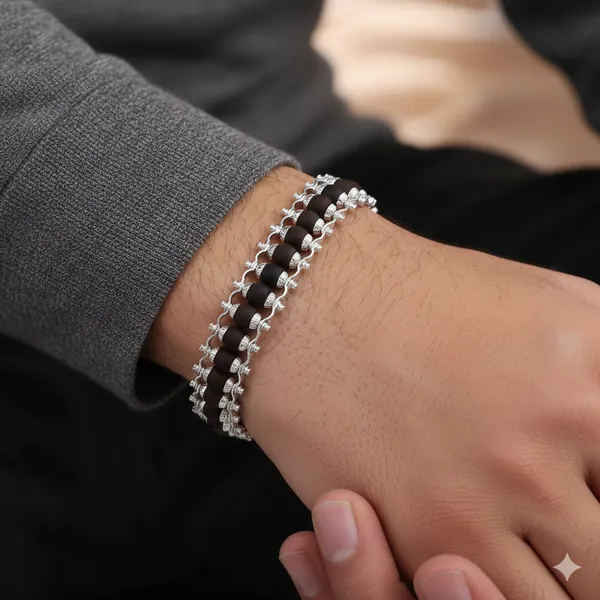 Classic_Silver-Tone_Black_Bead_Adjustable_Bracelet
