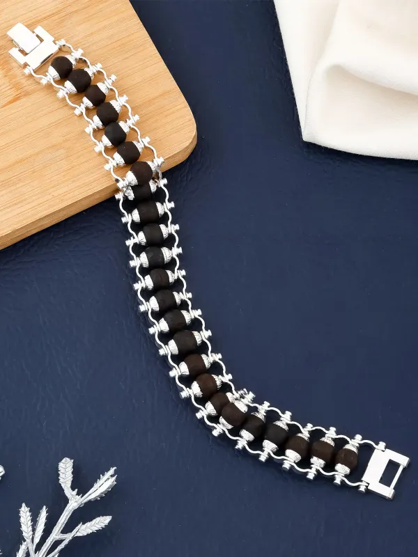 Classic_Silver-Tone_Black_Bead_Adjustable_Bracelet