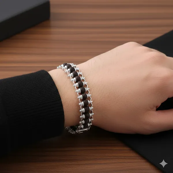Classic_Silver-Tone_Black_Bead_Adjustable_Bracelet