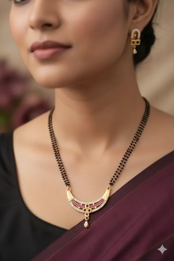 Designer_Curved_AD_Diamond_&_Ruby_Stone_Gold-Plated_24_inches_Mangalsutra_Set_with_Earrings