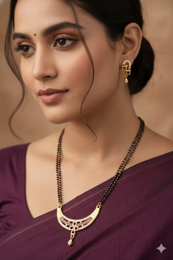Designer_Curved_AD_Diamond_&_Ruby_Stone_Gold-Plated_24_inches_Mangalsutra_Set_with_Earrings