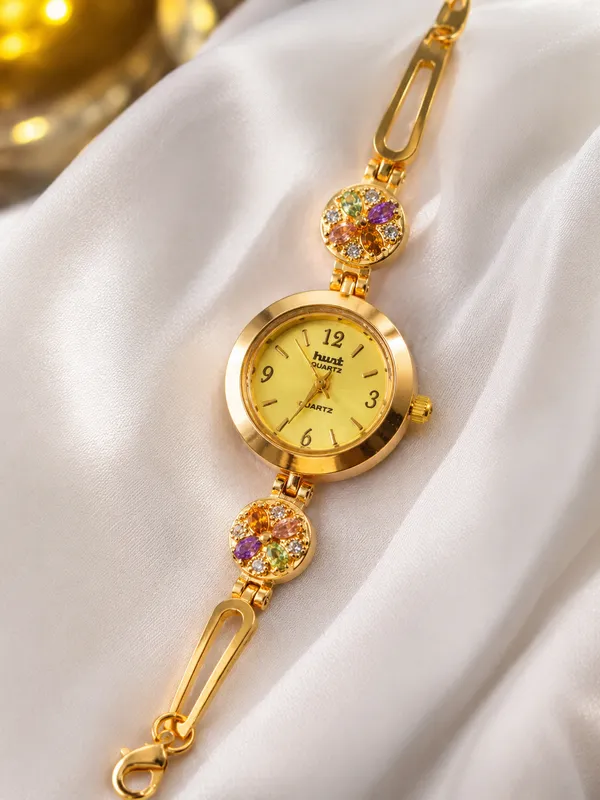 Designer_Floral_Stone_Gold_Plated_Fancy_Watch_for_Girls_&_Women