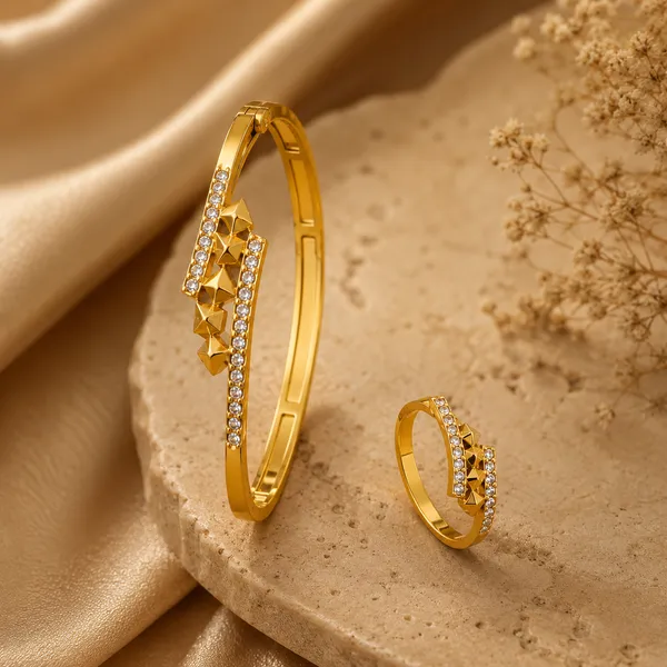 Designer_Gold-Plated_Crystal_Star_Bangle_and_Ring_Combo