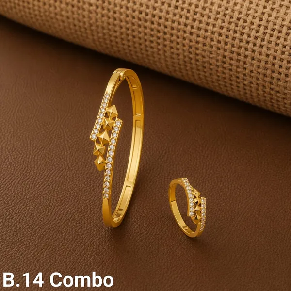 Designer_Gold-Plated_Crystal_Star_Bangle_and_Ring_Combo