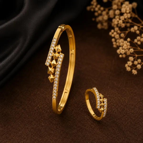 Designer_Gold-Plated_Crystal_Star_Bangle_and_Ring_Combo