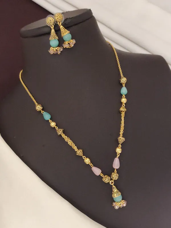 20 Carat Jewellery kalyani jewellers) Designer Gold Plated Fancy Pearl  Beaded Necklace Set with Matching Earrings for Women Price in India Buy  20