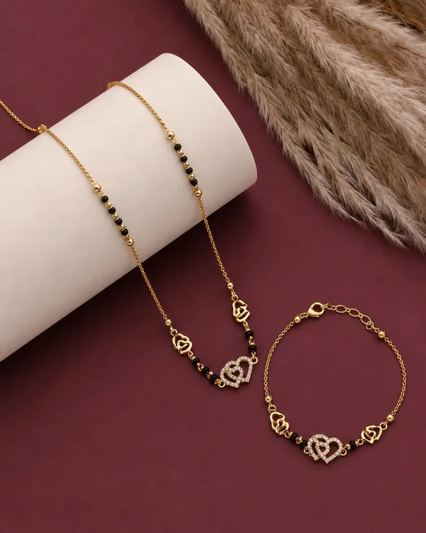 Designer_Gold_Plated_Heart_AD_Mangalsutra_&_Matching_Bracelet_Combo_for_Women_|
