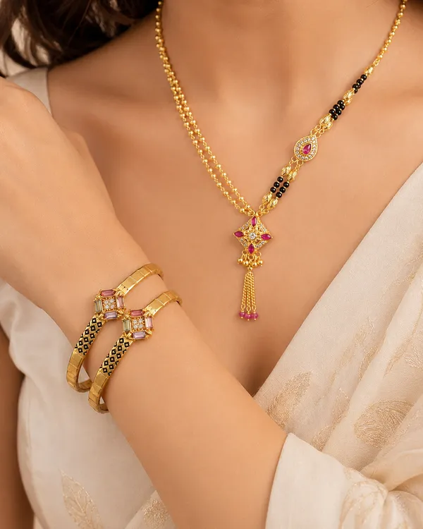 Designer_Gold-Plated_Mangalsutra_and_Bangle_Combo_Set_with_Ruby-Pink_Stones