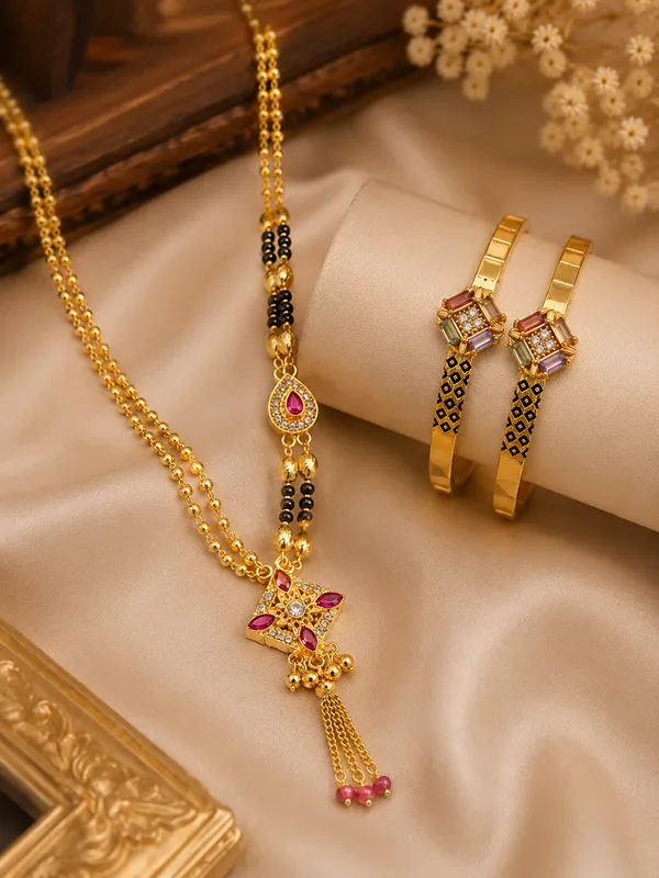 Designer_Gold-Plated_Mangalsutra_and_Bangle_Combo_Set_with_Ruby-Pink_Stones