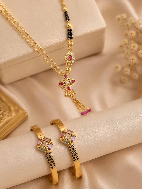 Designer_Gold-Plated_Mangalsutra_and_Bangle_Combo_Set_with_Ruby-Pink_Stones
