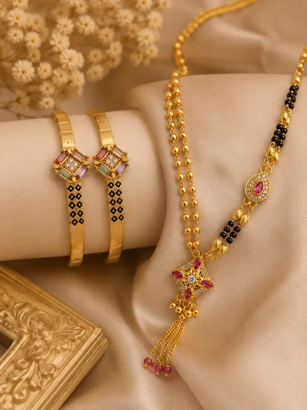 Designer_Gold-Plated_Mangalsutra_and_Bangle_Combo_Set_with_Ruby-Pink_Stones