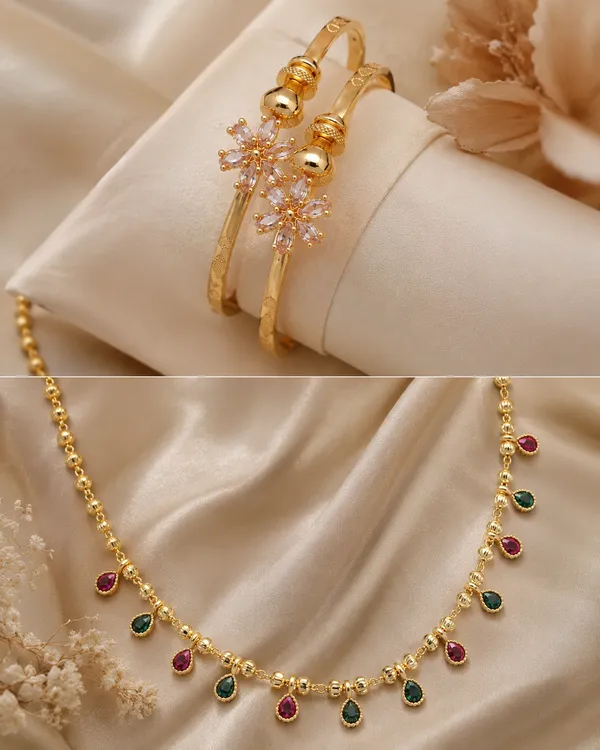 Designer_Gold-Plated_Multicolor_Beads_Drop_Chain_with_adjustable_kadli