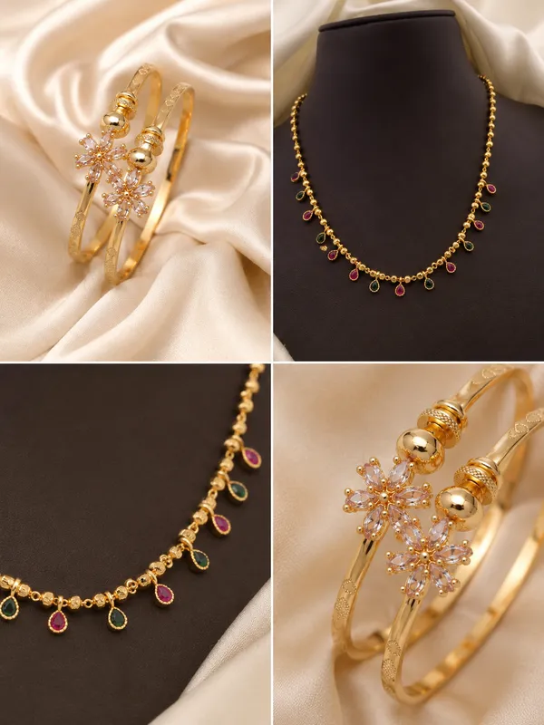 Designer_Gold-Plated_Multicolor_Beads_Drop_Chain_with_adjustable_kadli
