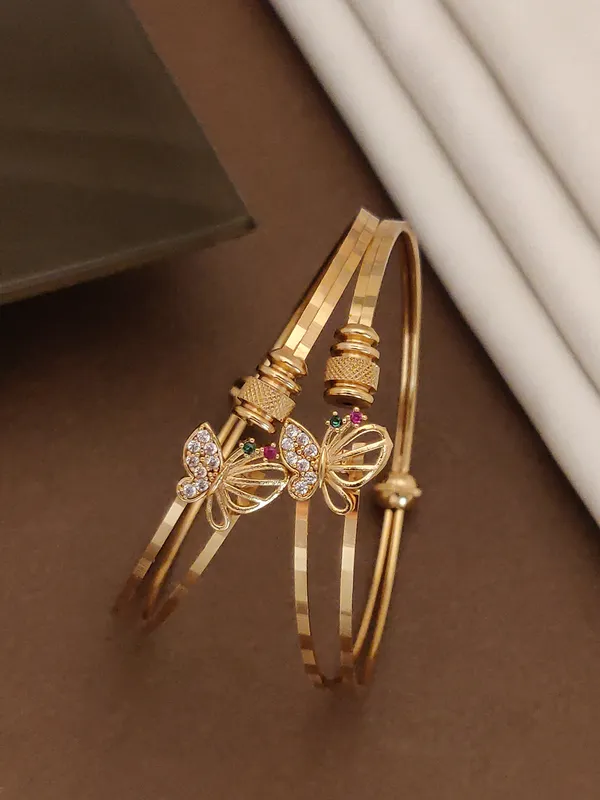 High_Gold_Plated_Butterfly_And_Diamond_Studded_Bangles_For_Women
