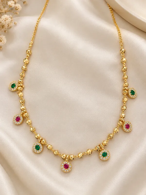 Designer_High_Gold_Plated_Multicolor_Ruby_&_Emerald_Stone_Studded_Fancy_Beaded_Necklace