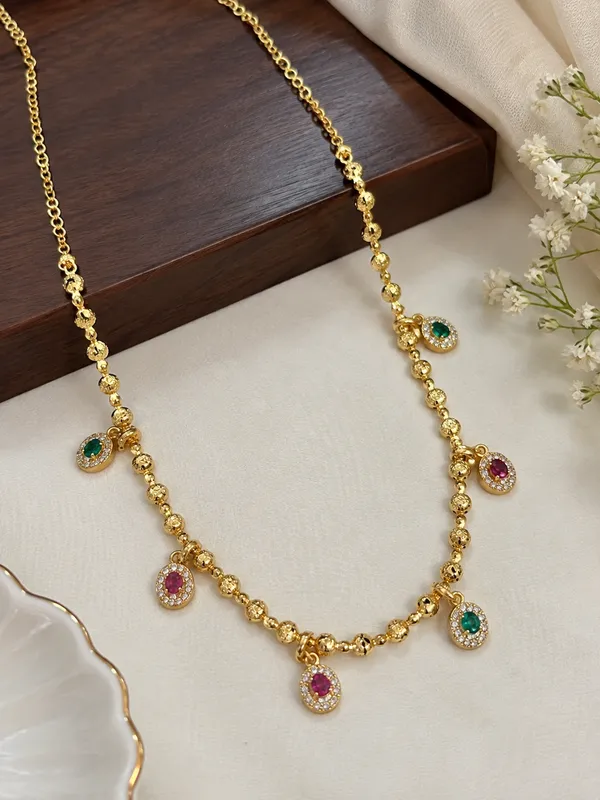 Designer_High_Gold_Plated_Multicolor_Ruby_&_Emerald_Stone_Studded_Fancy_Beaded_Necklace