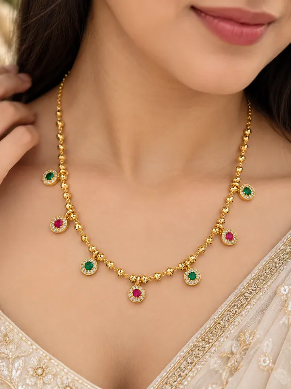 Designer_High_Gold_Plated_Multicolor_Ruby_&_Emerald_Stone_Studded_Fancy_Beaded_Necklace