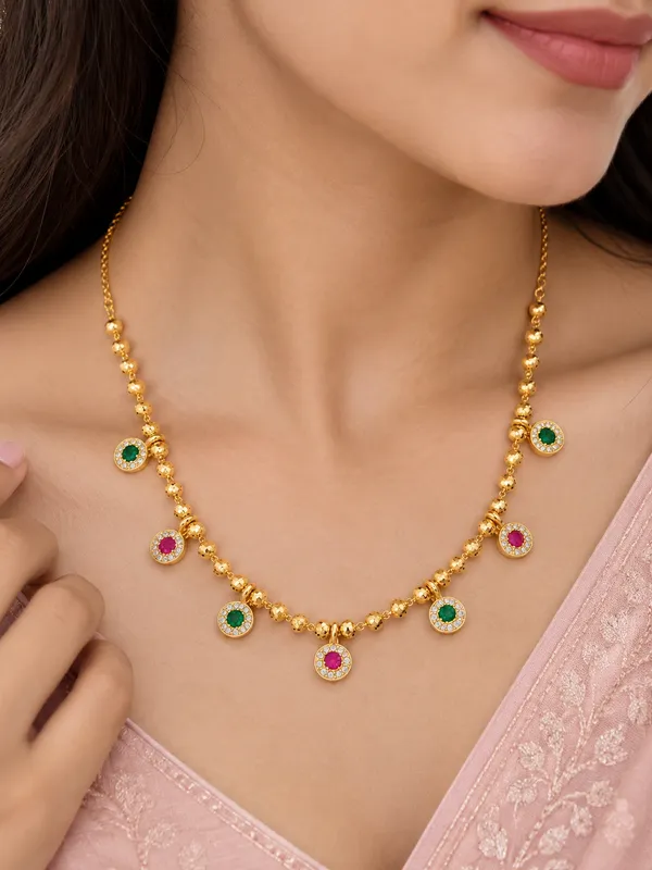 Designer_High_Gold_Plated_Multicolor_Ruby_&_Emerald_Stone_Studded_Fancy_Beaded_Necklace