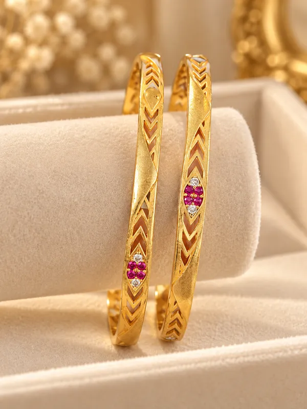 Designer_High_Gold_Plated_Pink_Stone_Studded_Fancy_Chevron_Pattern_Bangles_Set_for_Women_–_Pack_of_2