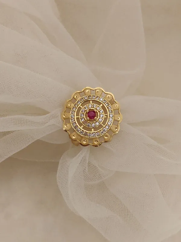 Designer_Micro_Gold_Plated_Ruby_&_AD_Diamond_Studded_Traditional_Necklace_Set_with_Matching_Earrings,_Triangle_Pendant_Chain_&_Adjustable_Ring_Combo_for_Women