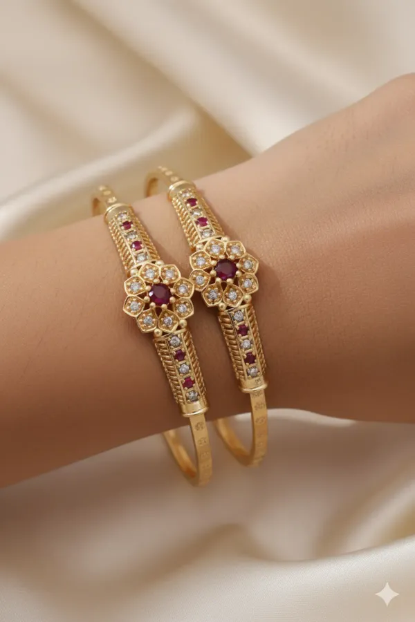 Designer_Micro_Gold_Plated_Ruby_&_Emerald_Beads_Floral_Pendant_Necklace_with_AD_Diamond_Studded_Adjustable_Bangle_Combo_for_Women