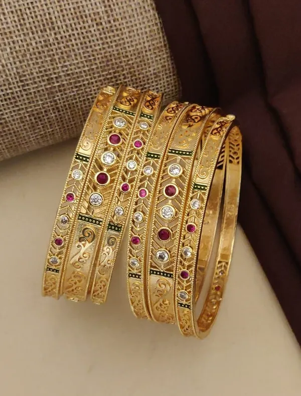 Designer_Premium_Gold_Plated_Ruby_&_AD_Stone_Studded_Fancy_Bangle_Set