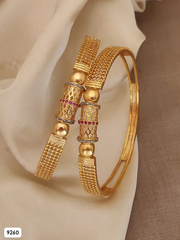 Stylish_Gold_Plated_Fancy_2_Pcs_Bangles_with_And_Ruby_Stones_For_Women