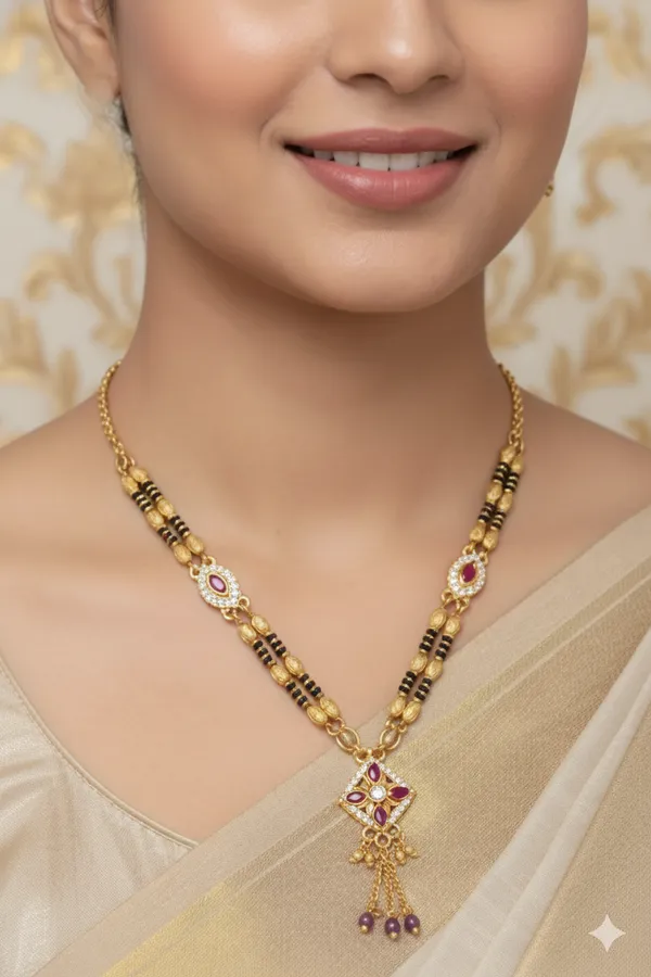 Micro_Gold_Plated_And_Diamond_Studded_Fancy_18_inches_Mangalsutra_Combo