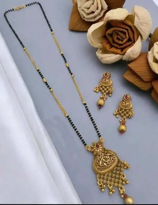 High_Gold_Plated_Ruby_Stone_Studded_Fancy_Mangalsutra_with_Earring