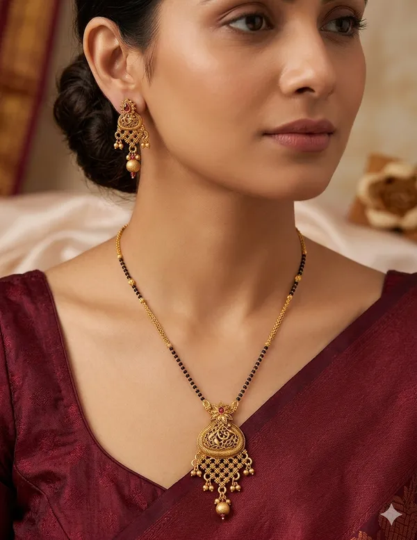 High_Gold_Plated_Ruby_Stone_Studded_Fancy_Mangalsutra_with_Earring