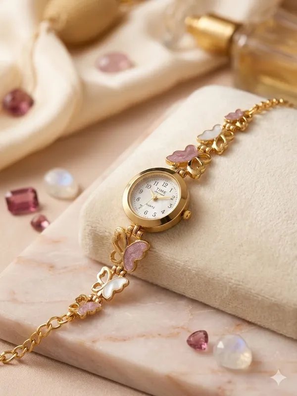 Elegant_Butterfly_Charm_Gold_Plated_Adjustable_Ladies_Bracelet_Watch