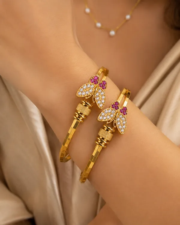 Elegant_Butterfly_Ruby_&_CZ_Gold-Plated_Bangle_Set
