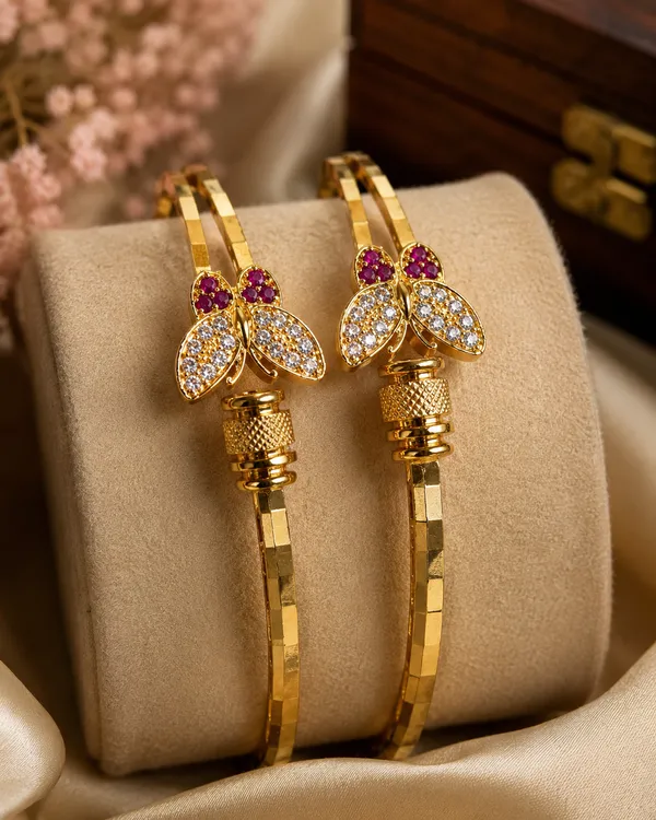 Elegant_Butterfly_Ruby_&_CZ_Gold-Plated_Bangle_Set