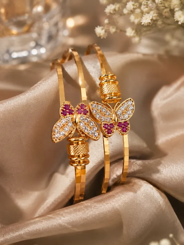 Elegant_Butterfly_Ruby_&_CZ_Gold-Plated_Bangle_Set