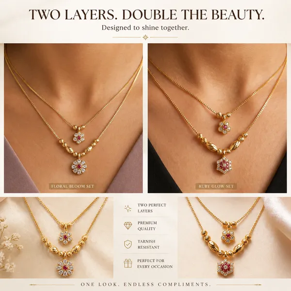 pack_of_2_Elegant_Dual-Layer_Gold_Plated_Floral_Pendant_Necklace_Set_with_Ruby_&_AD_Stones