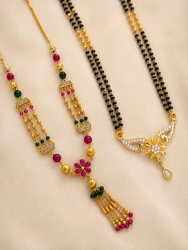 Elegant_Dual_Mangalsutra_Combo_Set_with_Floral_Tassel_&_Diamond_Pendant_Design