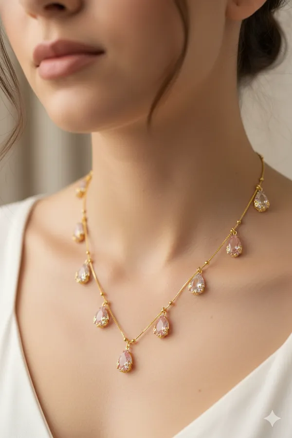 Elegant_Dual-Tone_Teardrop_AD_Pendant_Necklace_with_Matching_Earrings