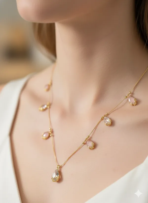 Elegant_Dual-Tone_Teardrop_AD_Pendant_Necklace_with_Matching_Earrings