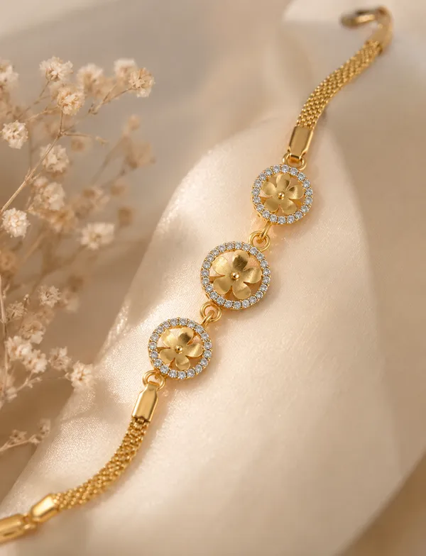 Elegant_Floral_CZ_Gold_Plated_Bracelet_for_Women_|_Designer_Flower_Link_Bracelet_|_Stylish_Party_&_Festive_Jewellery