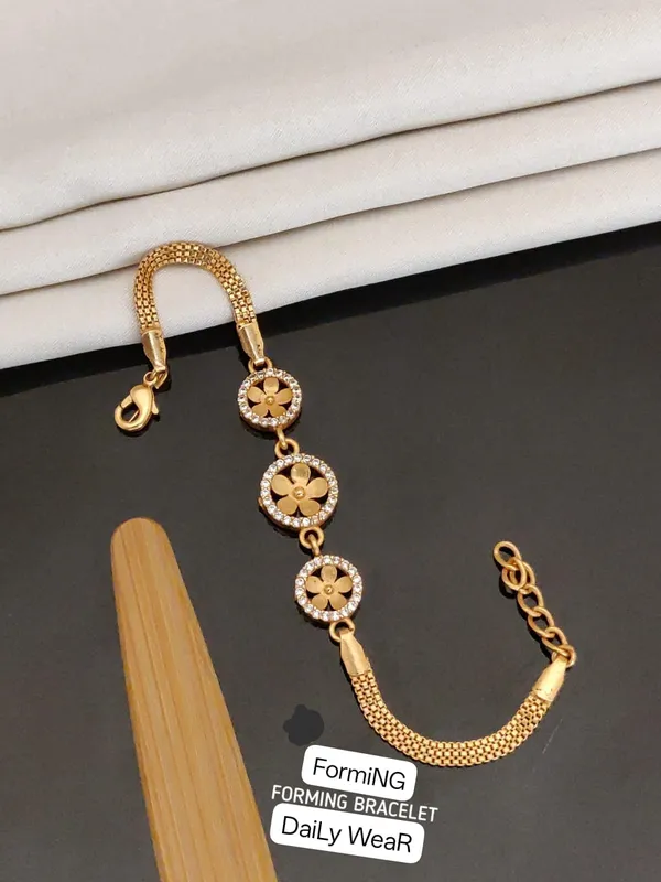 Elegant_Floral_CZ_Gold_Plated_Bracelet_for_Women_|_Designer_Flower_Link_Bracelet_|_Stylish_Party_&_Festive_Jewellery
