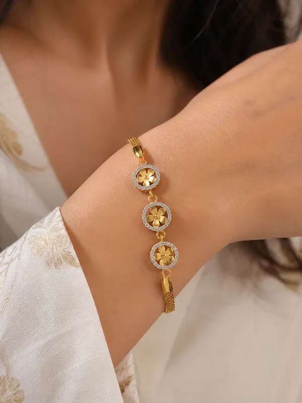 Elegant_Floral_CZ_Gold_Plated_Bracelet_for_Women_|_Designer_Flower_Link_Bracelet_|_Stylish_Party_&_Festive_Jewellery