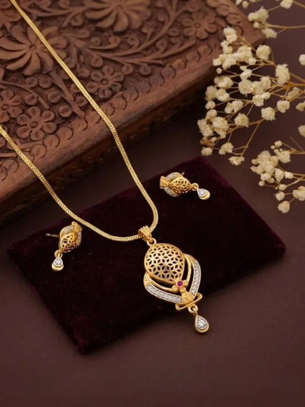 Elegant_Gold-Plated_Filigree_Pendant_Necklace_Set_with_AD_Stone_Drops_with_18_inches_chain