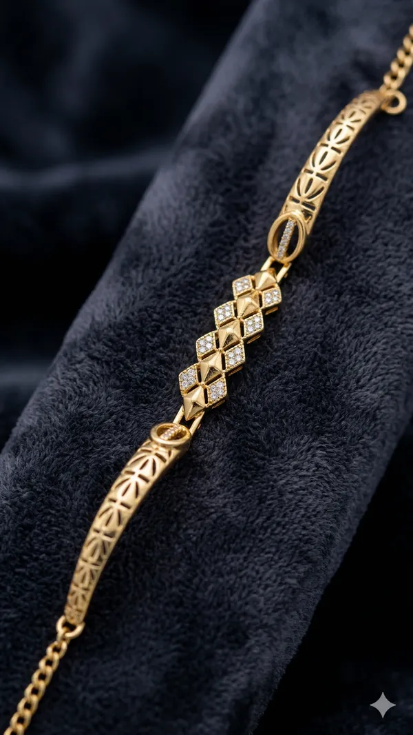Elegant_Gold-Plated_Floral_Link_Bracelet_with_AD_Stone_triangle_shape_adjustable_bracelet