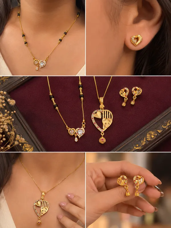 Elegant_Gold-Plated_Heart_Mangalsutra_&_Matching_Heart_Stud_Earrings_Set_for_Women