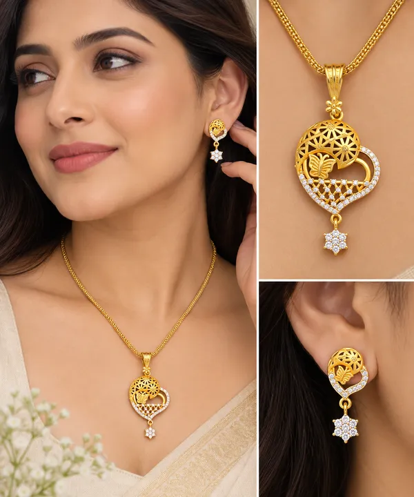 Elegant_Gold-Plated_Heart_Pendant_Necklace_&_Matching_Earrings_Set