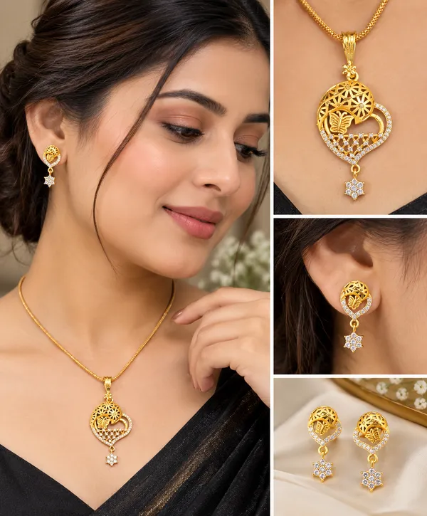 Elegant_Gold-Plated_Heart_Pendant_Necklace_&_Matching_Earrings_Set